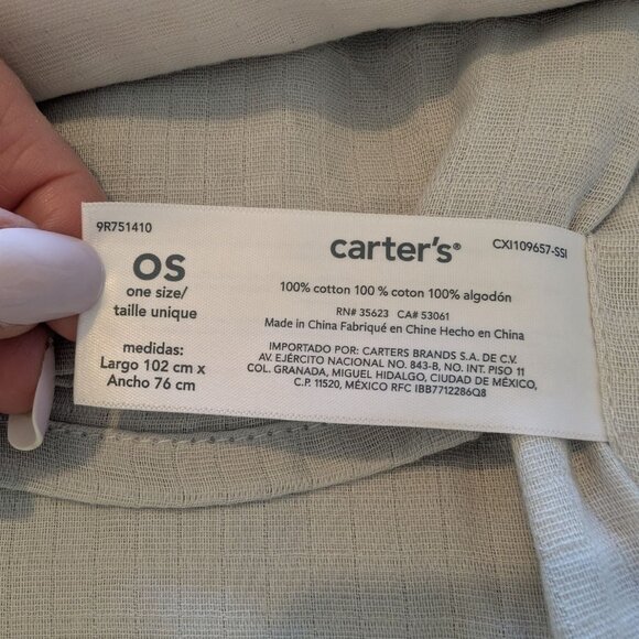 Carters Cotton Receiving Blanket 2-Pack Sun Moon Cloud Design Green Cream NWT - Picture 7 of 7